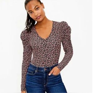 Ann Taylor LOFT Floral Puff Sleeve Top